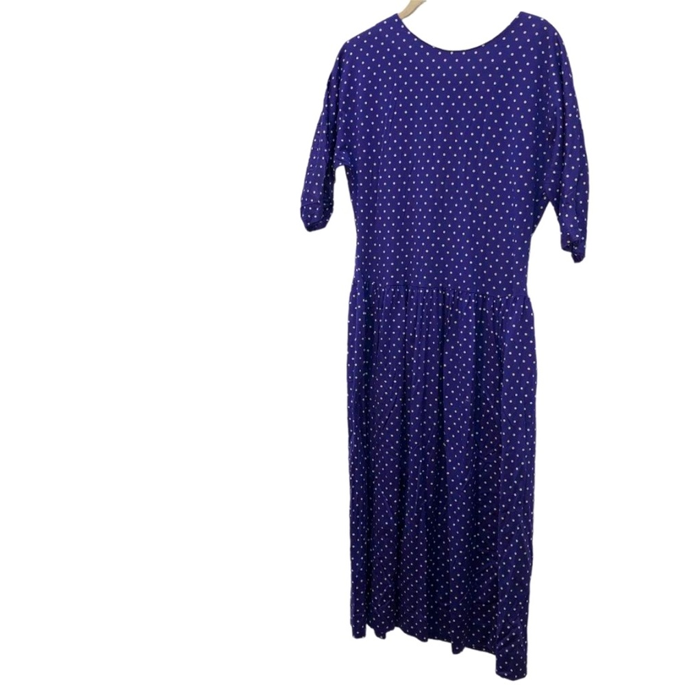 Laura Ashley Vintage 90s purple polka dot Cottage Prairie Core Women Dre…